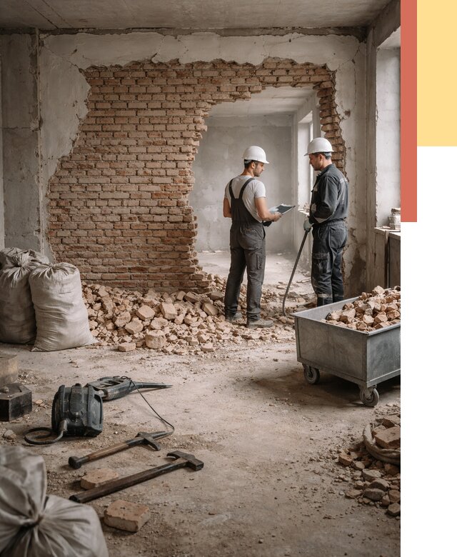 Демонтаж кирпичных стен в Архангельске от 4318 руб. — быстро, недорого, под ключ | ОТДЕЛОЧНИК-Рхн