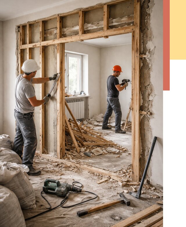 Демонтаж деревянных перегородок в Архангельске от 3290 руб. — быстро и недорого | ОТДЕЛОЧНИК-Рхн