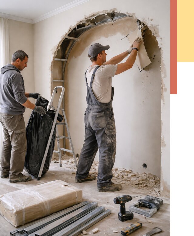 Демонтаж арки из гипсокартона в Архангельске от 3598 руб. — услуги под ключ | ОТДЕЛОЧНИК-Рхн