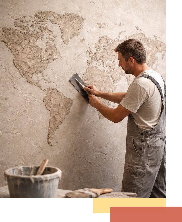 Декоративная штукатурка «Карта мира» под ключ в Архангельске