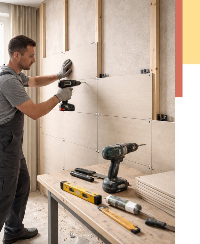 Монтаж МДФ панелей на стены в Архангельске от 1285 руб. под ключ | ОТДЕЛОЧНИК-Рхн