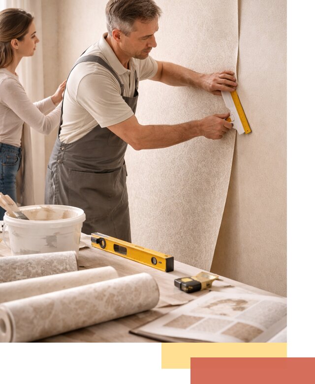 Поклейка обоев с подбором рисунка в Архангельске