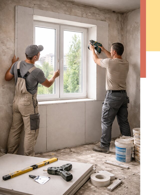 Монтаж откосов из гипсокартона в Архангельске от 4626 руб. под ключ | ОТДЕЛОЧНИК-Рхн