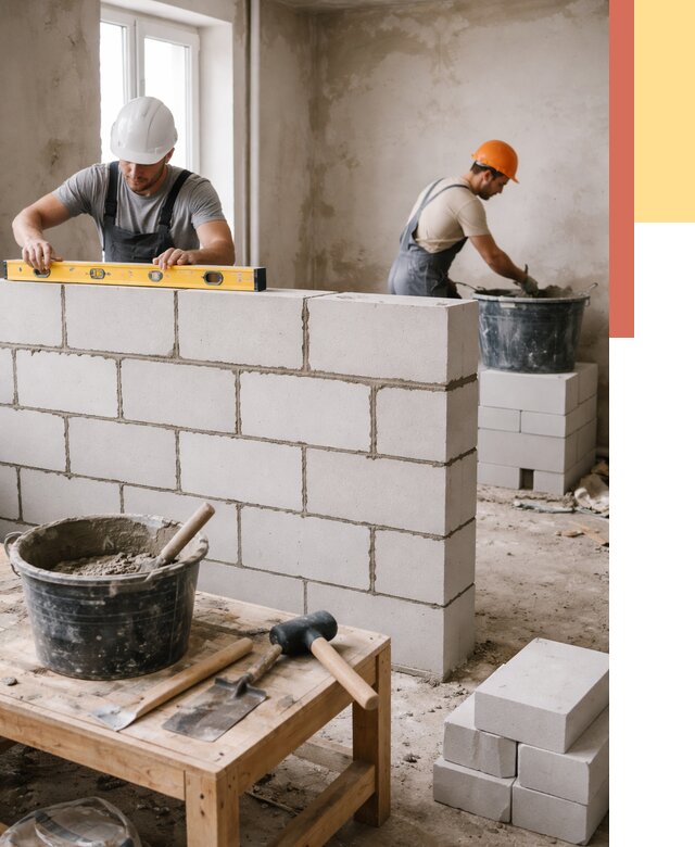 Кладка перегородок из газобетона в Архангельске от 3290 руб. под ключ | ОТДЕЛОЧНИК-Рхн
