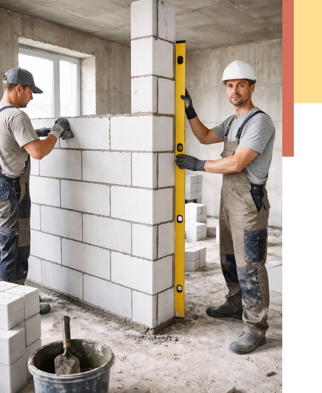 Кладка перегородок из пеноблока в Архангельске от 1851 руб. под ключ | ОТДЕЛОЧНИК-Рхн