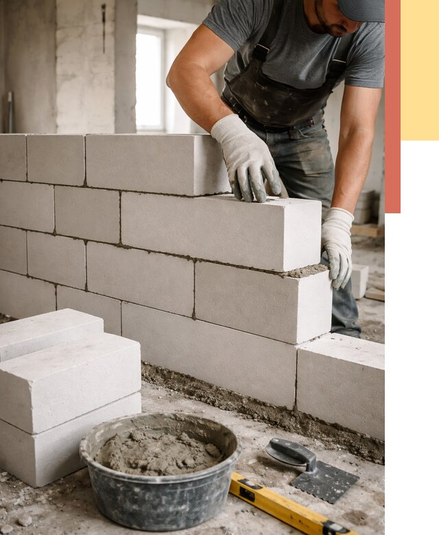 Кладка перегородок из силикатного блока в Архангельске от 4112 руб. под ключ | ОТДЕЛОЧНИК-Рхн