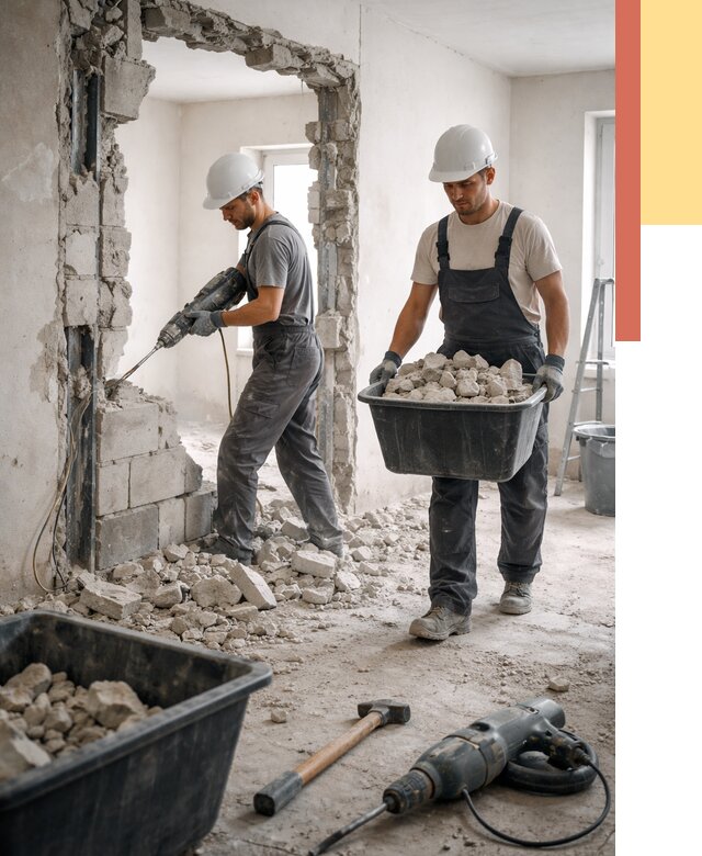 Демонтаж блоковых перегородок в Архангельске от 3855 руб. — быстро и недорого | ОТДЕЛОЧНИК-Рхн