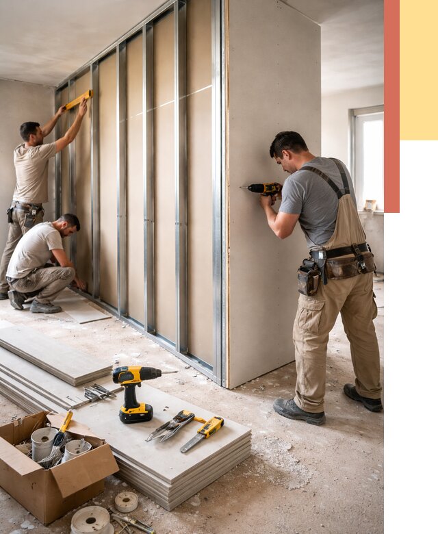 Монтаж однослойной перегородки из гипсокартона в Архангельске от 668 руб. | ОТДЕЛОЧНИК-Рхн