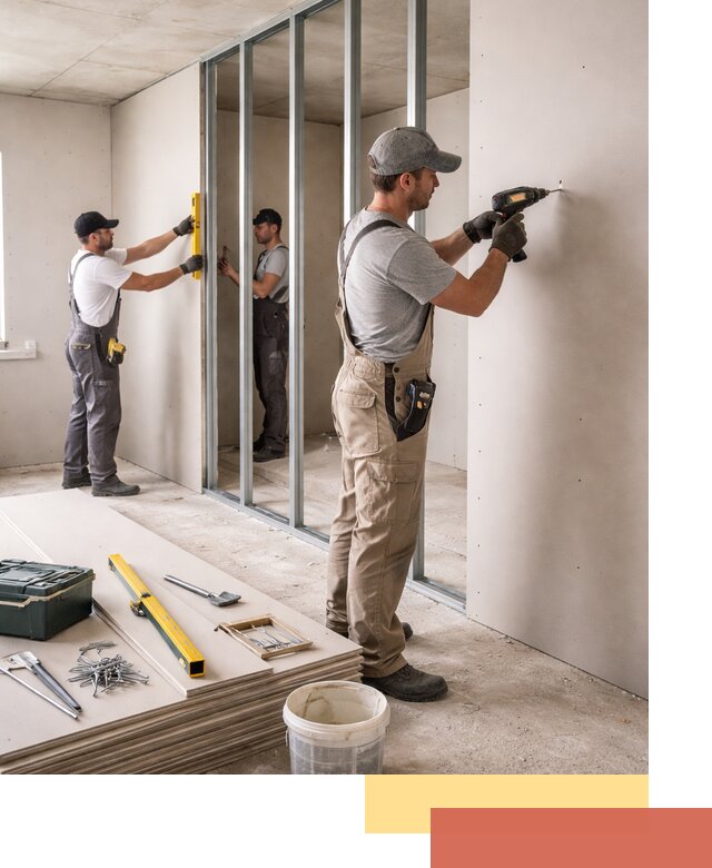 Однослойная перегородка из гипсокартона в Архангельске под ключ, монтаж и отделка