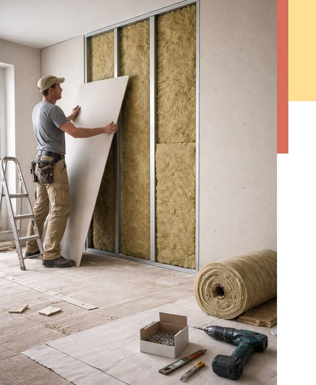 Перегородка из гипсокартона с шумоизоляцией в Архангельске от 3208 руб. | ОТДЕЛОЧНИК-Рхн