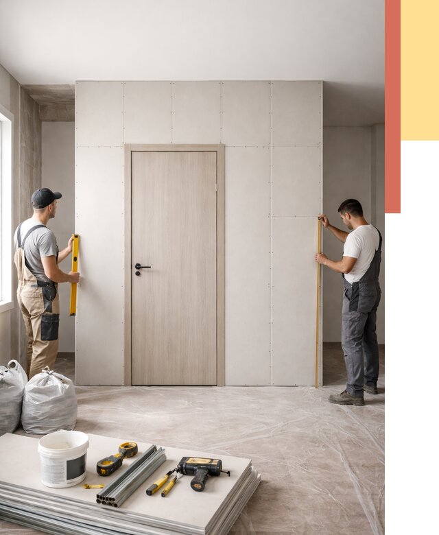 Перегородка из гипсокартона с дверью в Архангельске от 4626 руб. под ключ | ОТДЕЛОЧНИК-Рхн