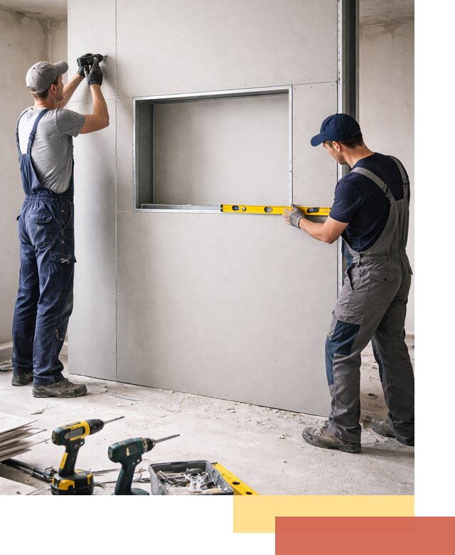 Перегородка из гипсокартона с нишей под декор в Архангельске