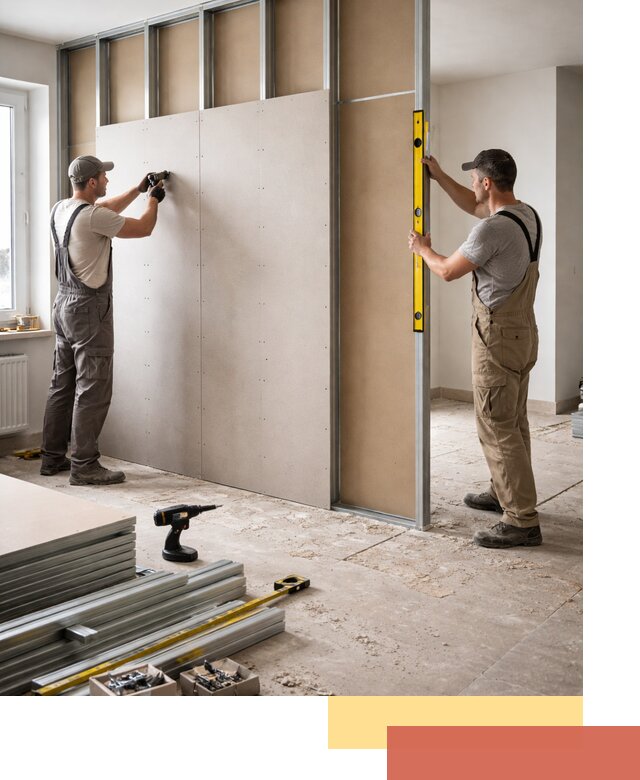 Зонирующая перегородка из гипсокартона под ключ в Архангельске