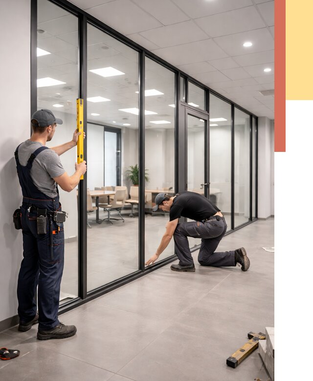 Каркасные стеклянные перегородки в Архангельске под ключ от 9459 руб. | ОТДЕЛОЧНИК-Рхн