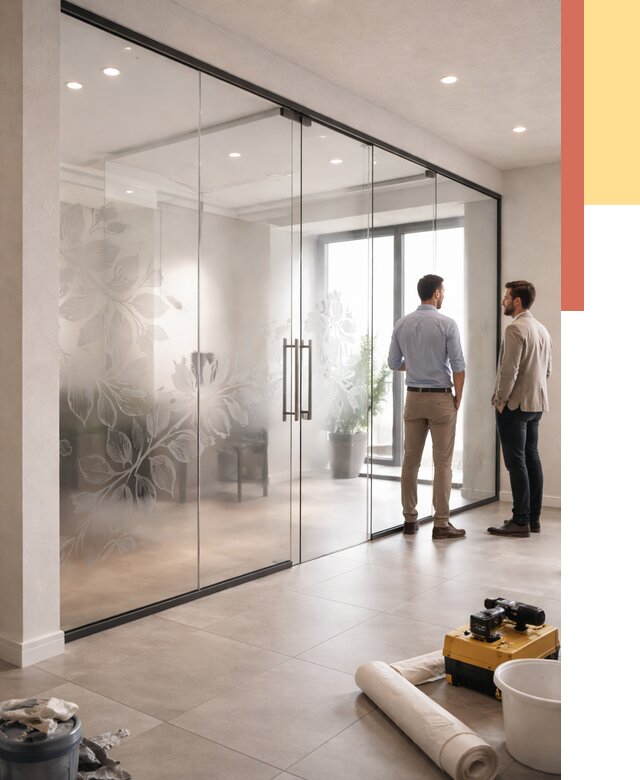 Стеклянные перегородки с рисунком в Архангельске от 12851 руб. монтаж и нанесение | ОТДЕЛОЧНИК-Рхн