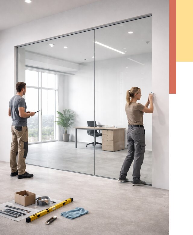 Перегородки из закаленного стекла в Архангельске от 9767 руб. под ключ | ОТДЕЛОЧНИК-Рхн