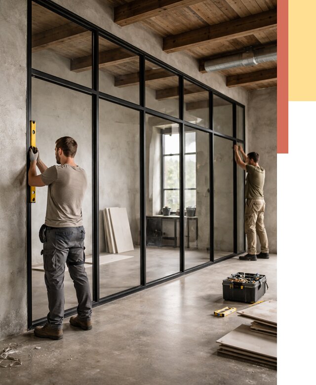 Стеклянные перегородки лофт в Архангельске от 10795 руб. под ключ | ОТДЕЛОЧНИК-Рхн