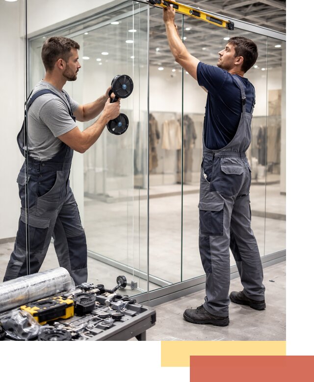 Стеклянные перегородки для магазинов в Архангельске — монтаж и установка