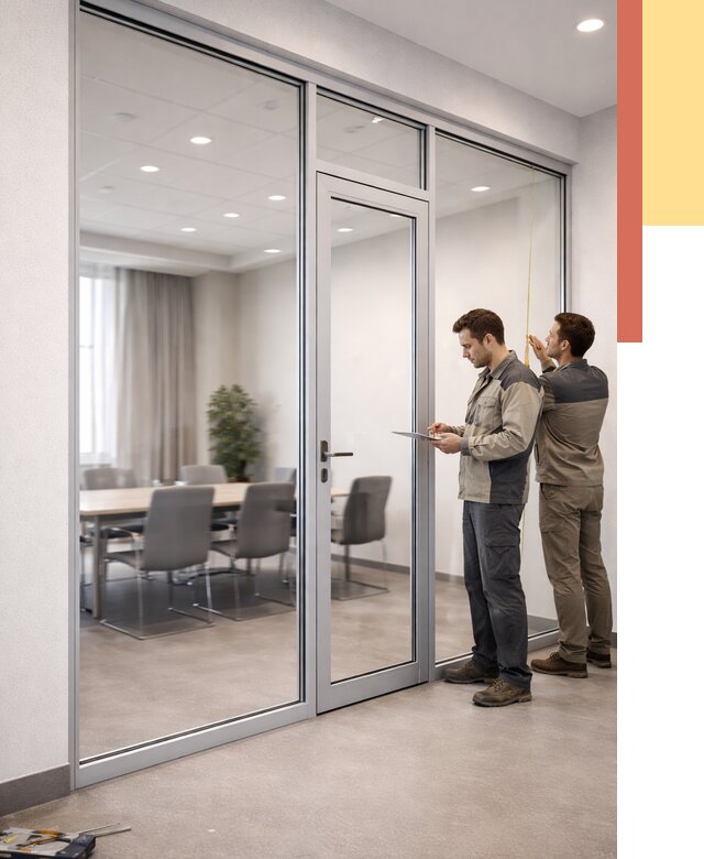 Установка и монтаж алюминиевых перегородок со стеклом в Архангельске от 8430 руб. | ОТДЕЛОЧНИК-Рхн