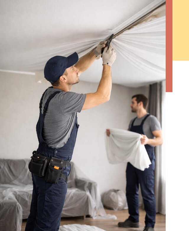 Демонтаж натяжного потолка в Архангельске от 4626 руб. — снятие и разбор под ключ | ОТДЕЛОЧНИК-Рхн