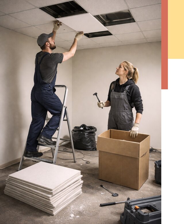 Демонтаж потолочной плитки в Архангельске от 4626 руб. быстро и недорого | ОТДЕЛОЧНИК-Рхн