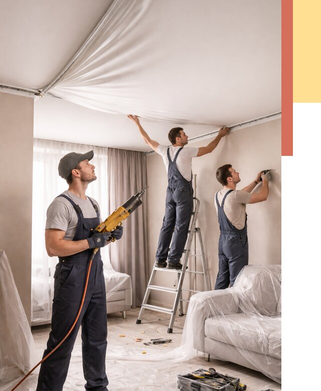 Установка натяжного потолка в Архангельске от 4626 руб. | Быстро и недорого — ОТДЕЛОЧНИК-Рхн