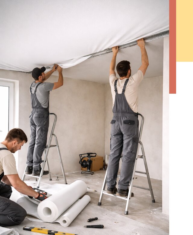 Монтаж тканевого натяжного потолка в Архангельске от 3598 руб. под ключ | ОТДЕЛОЧНИК-Рхн