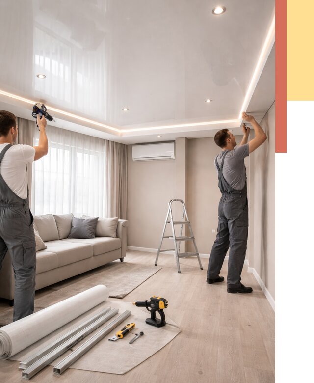 Монтаж глянцевого натяжного потолка в Архангельске от 771 руб. под ключ | ОТДЕЛОЧНИК-Рхн