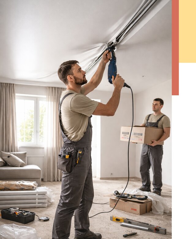 Монтаж сатинового натяжного потолка в Архангельске от 3598 руб. | Быстро, недорого — ОТДЕЛОЧНИК-Рхн