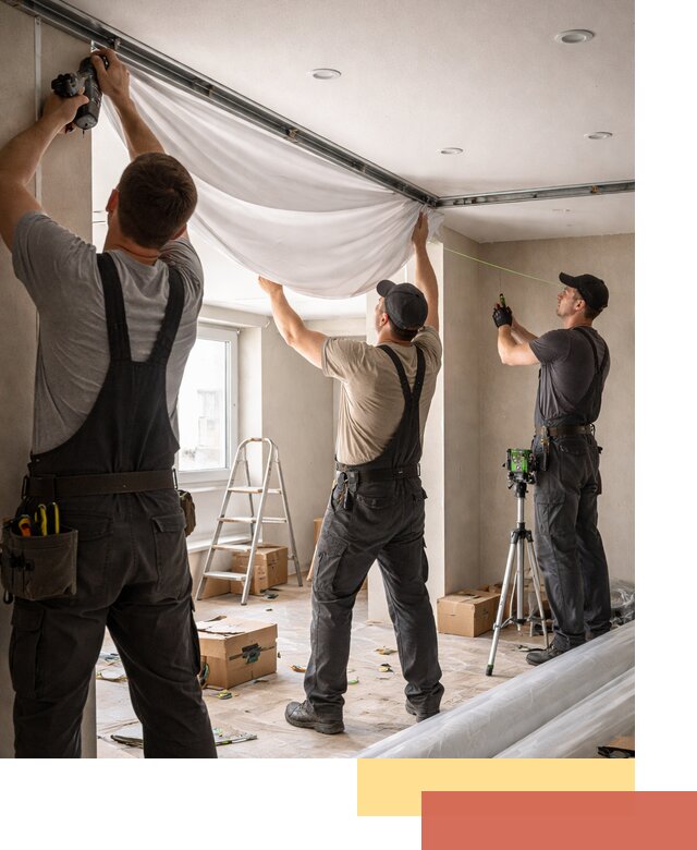 Монтаж парящего натяжного потолка под ключ в Архангельске