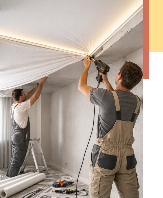 Монтаж натяжного потолка с подсветкой в Архангельске от 977 руб. | ОТДЕЛОЧНИК-Рхн