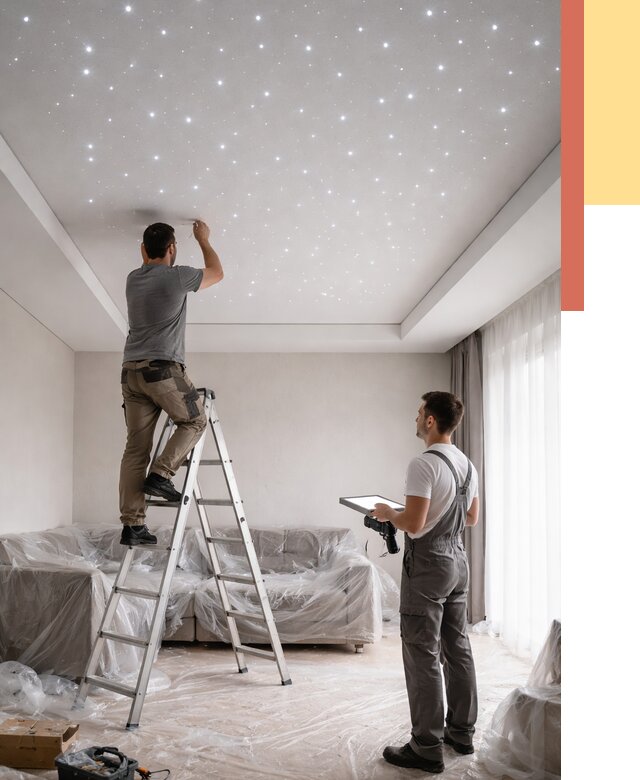 Монтаж натяжного потолка «звездное небо» в Архангельске от 6683 руб. | ОТДЕЛОЧНИК-Рхн