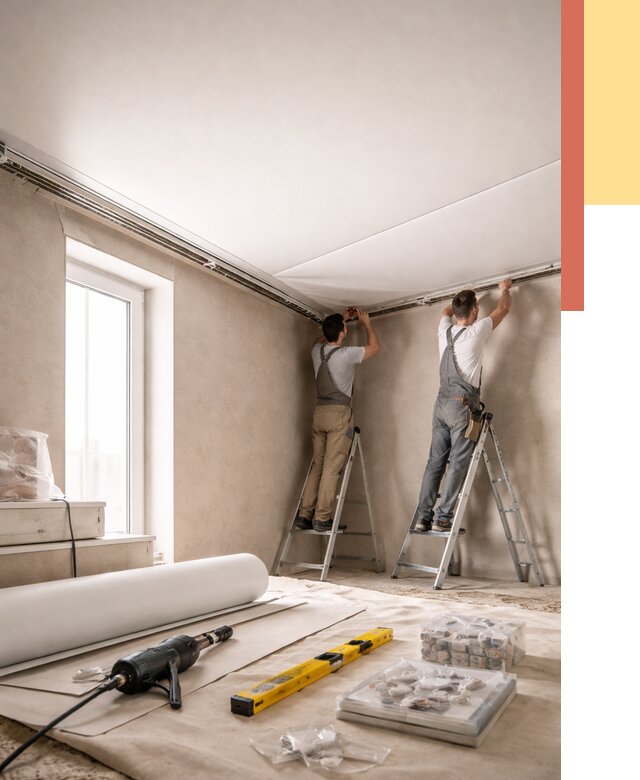 Монтаж натяжного потолка в спальне в Архангельске от 3907 руб. под ключ | ОТДЕЛОЧНИК-Рхн