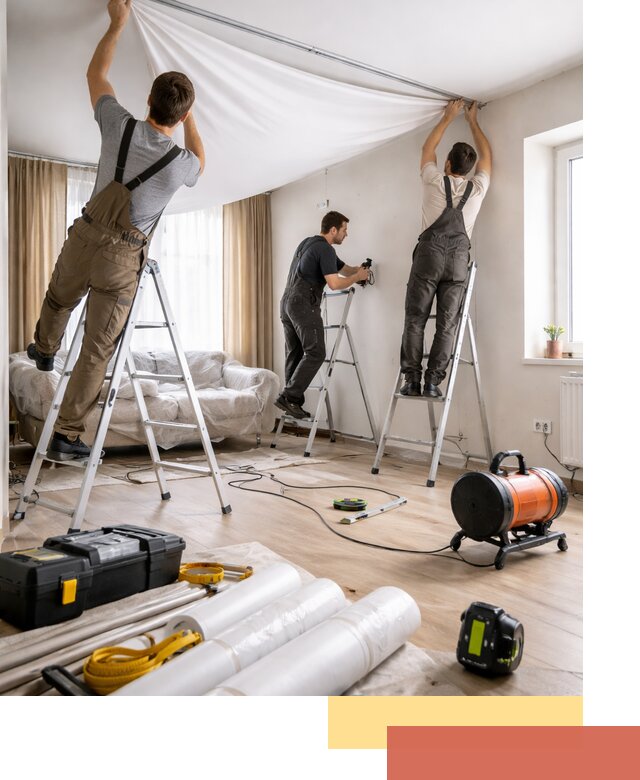 Монтаж натяжного потолка в гостиной в Архангельске