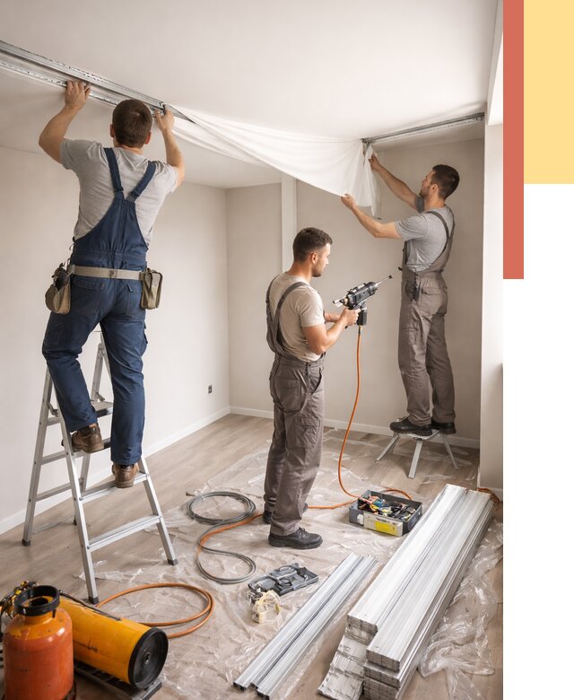 Монтаж натяжного потолка в студии в Архангельске от 5655 руб. — быстро и недорого | ОТДЕЛОЧНИК-Рхн