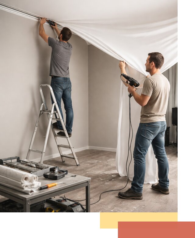 Монтаж натяжного потолка в студии в Архангельске