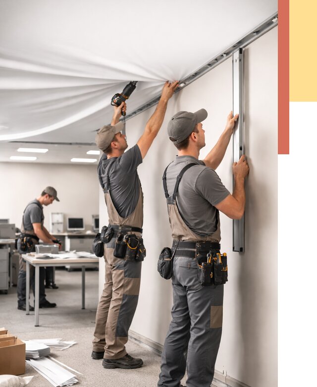 Монтаж натяжного потолка в офисе в Архангельске от 463 руб/м² — быстро и недорого | ОТДЕЛОЧНИК-Рхн