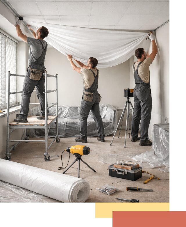 Монтаж натяжного потолка в офисе в Архангельске