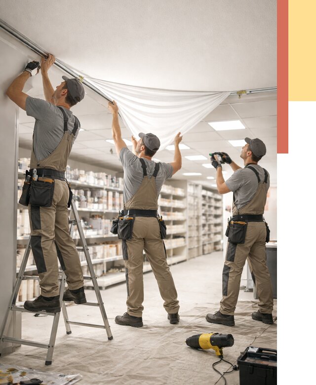 Монтаж натяжного потолка в магазине в Архангельске от 4626 руб. быстро и недорого | ОТДЕЛОЧНИК-Рхн