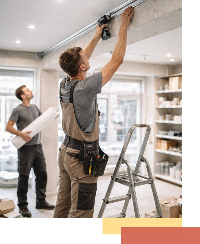 Монтаж натяжных потолков в магазине в Архангельске