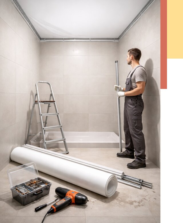 Монтаж натяжного потолка в санузле в Архангельске от 1902 руб. — ОТДЕЛОЧНИК-Рхн