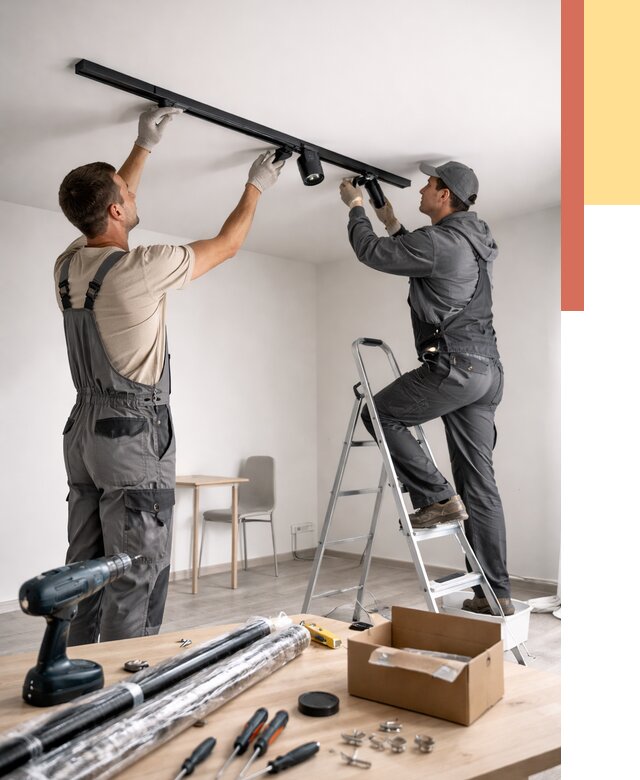 Установка трековых светильников в натяжной потолок в Архангельске от 4318 руб. | ОТДЕЛОЧНИК-Рхн