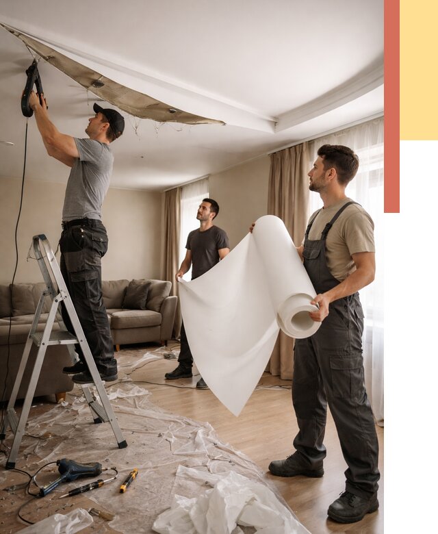 Замена полотна натяжного потолка в Архангельске от 9767 руб. быстро и недорого | ОТДЕЛОЧНИК-Рхн