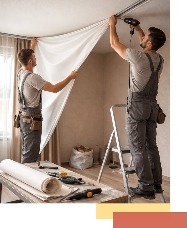 Замена полотна натяжного потолка в Архангельске быстро и качественно