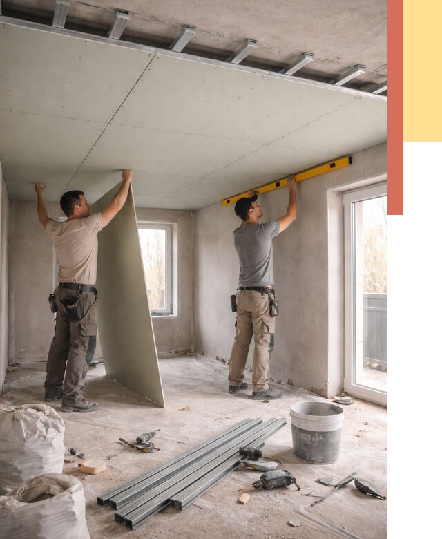 Одноуровневый потолок из гипсокартона в Архангельске от 771 руб. — монтаж под ключ | ОТДЕЛОЧНИК-Рхн