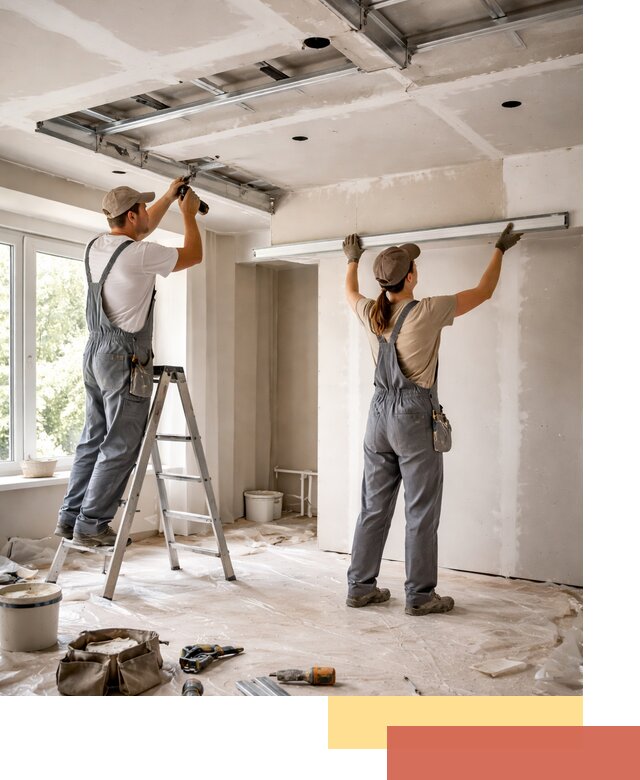 Монтаж многоуровневого потолка из гипсокартона в Архангельске