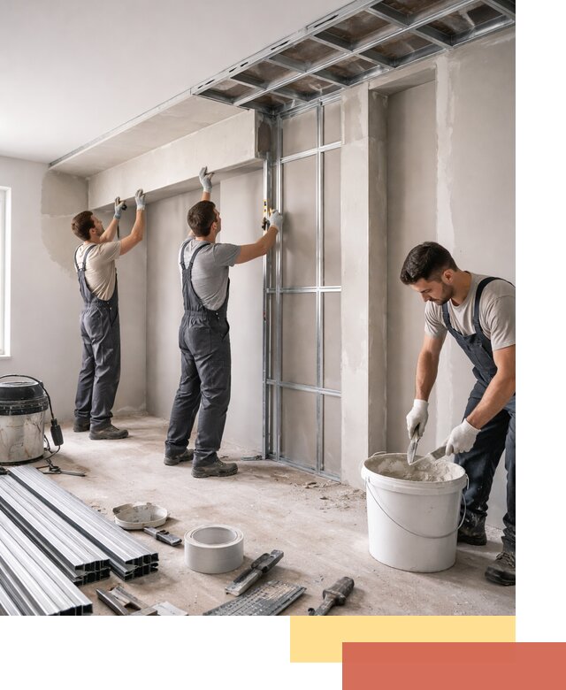 Монтаж потолка из гипсокартона с нишей в Архангельске