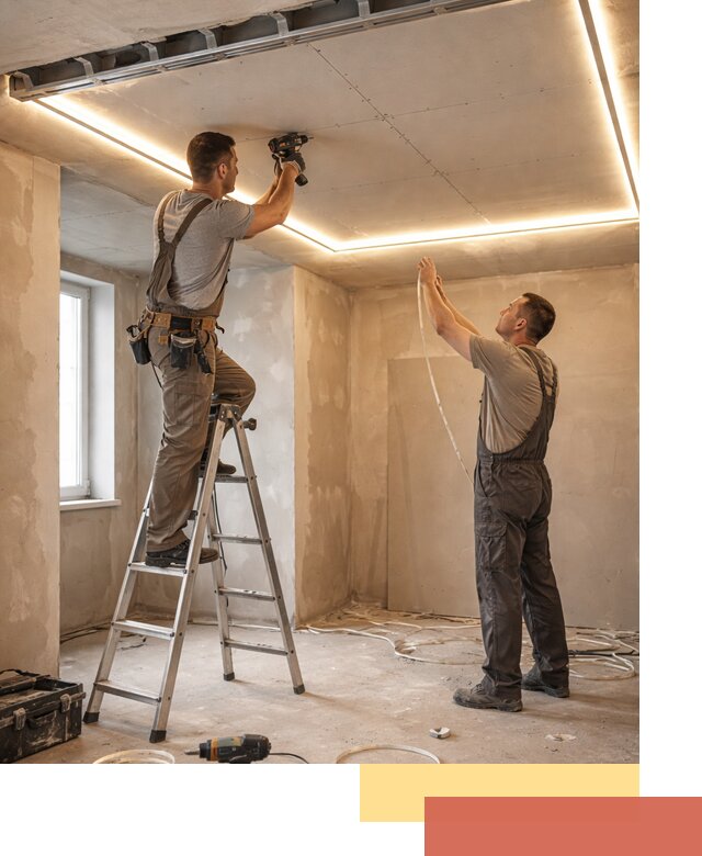 Потолок из гипсокартона с подсветкой в Архангельске