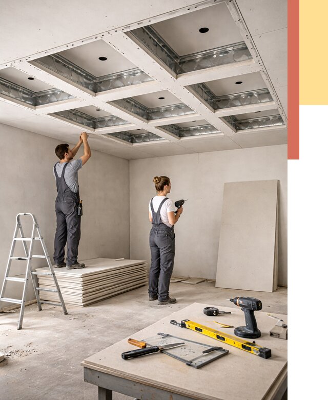 Кессонный потолок из гипсокартона в Архангельске от 1902 руб. — монтаж и под ключ | ОТДЕЛОЧНИК-Рхн