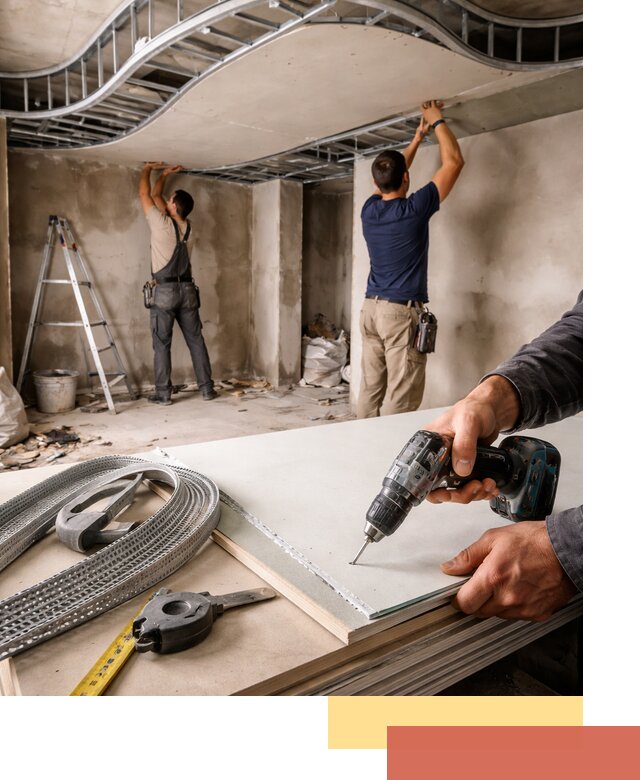 Криволинейный потолок из гипсокартона в Архангельске — монтаж и отделка